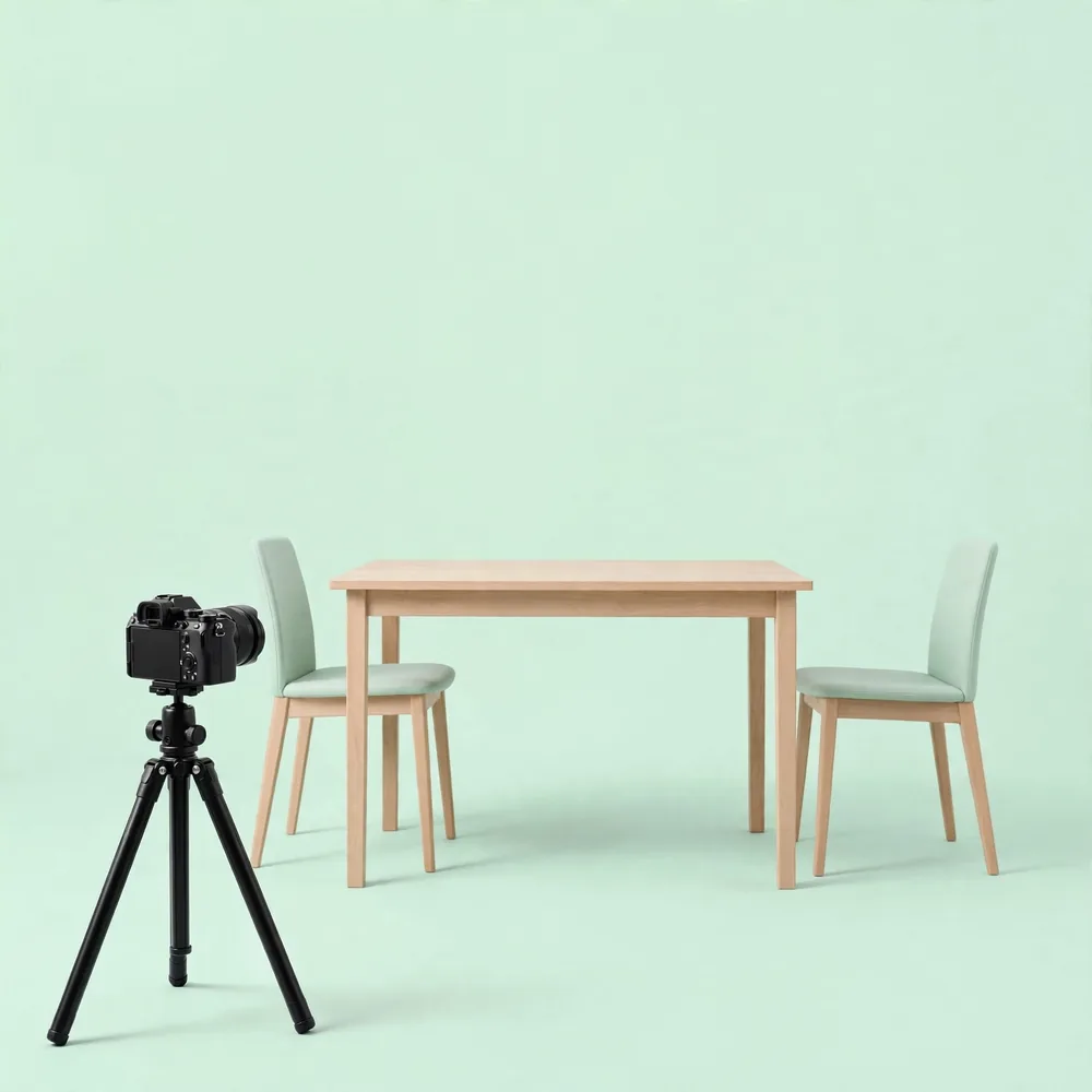 A camera facing a meeting table