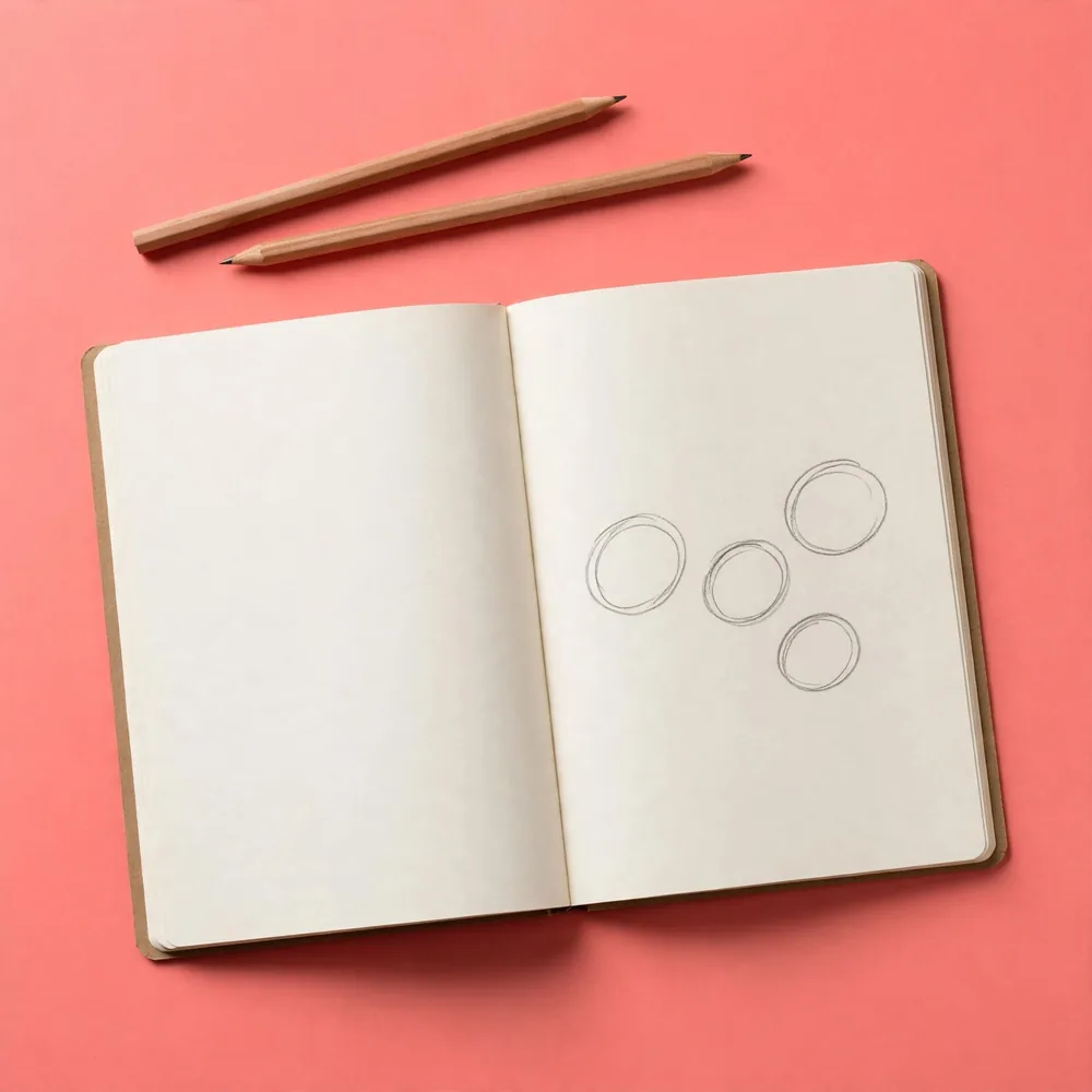 A notebook with circled marks