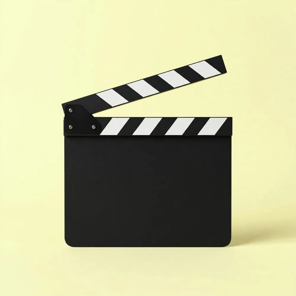An open film clapperboard