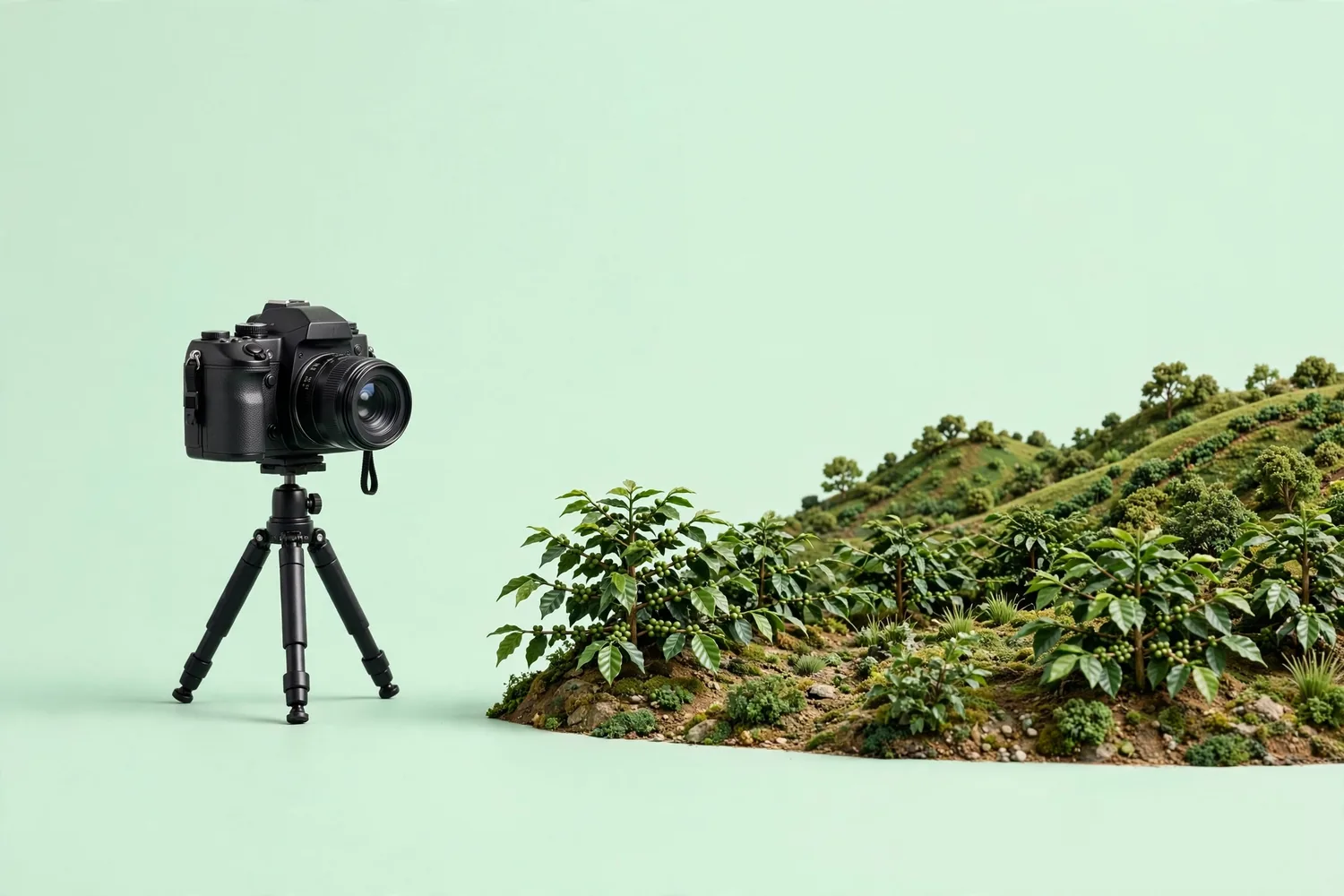 A camera at a coffee field